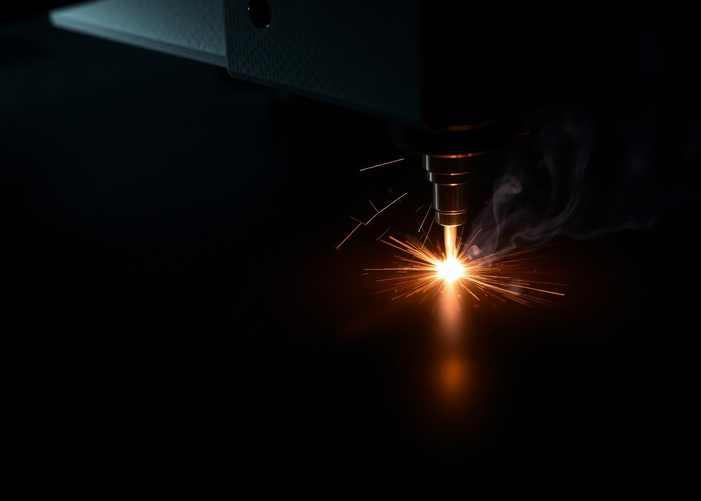Laserkopf schneidet eine Kontur in Plattenmaterial