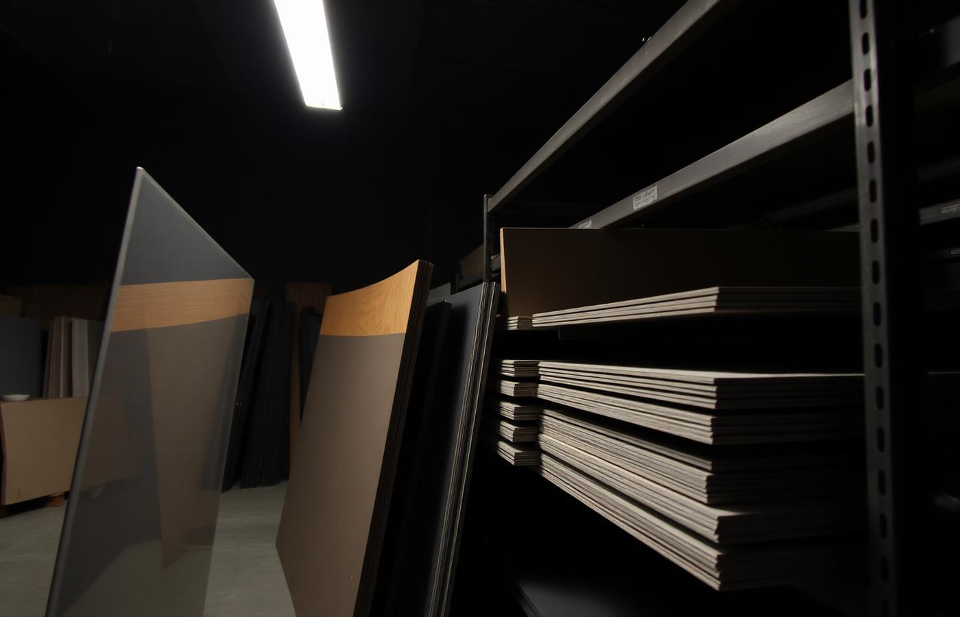 Plattenmaterial im Lager der Werkstatt